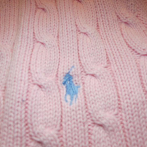 Ralph Lauren Pink Cable V Neck Sweater XL - Picture 2 of 7